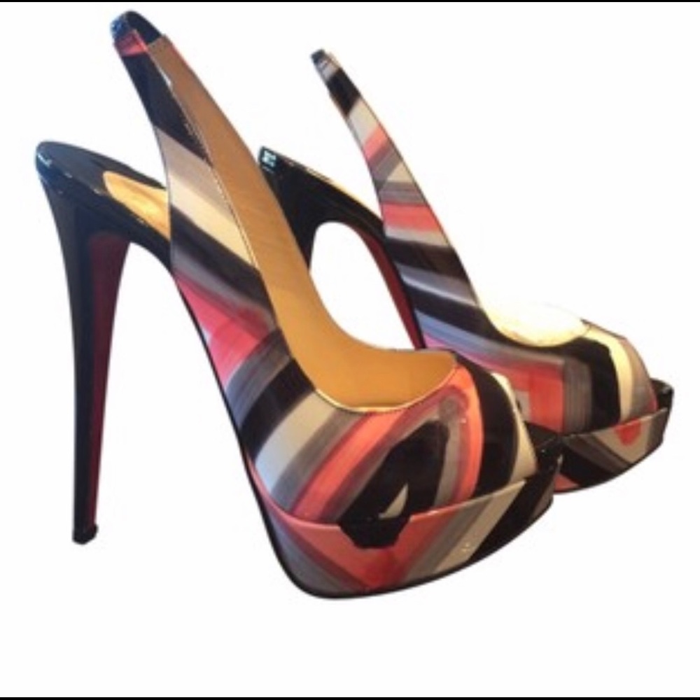 Christian Louboutin Lady Peep SZ 37 Grafitti Pumps